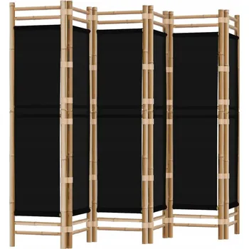 Paraván Paraván z bambusu a černého plátna, 240 x 180 cm, 6 panelů