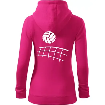 Dámská mikina Volejbalová síť - Dámská mikina trendy zipper s kapucí - XL ( Purpurová )