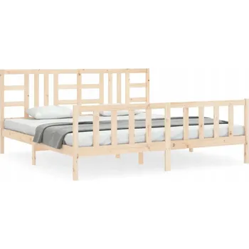 Postel Dřevěná borovicová postel 205,5 x 205,5 x 100 cm, neošetřená, s čelem