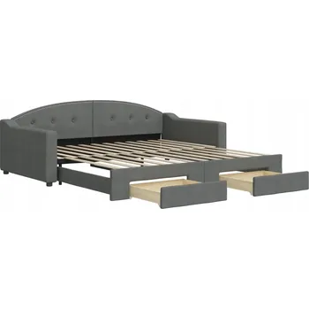 Pohovka Tmavě šedá rozkládací lenoška s úložnými zásuvkami 223 x 110 x 75 cm