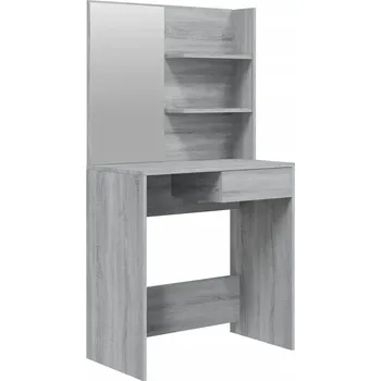 Toaletní stolek Toaletní Stolek se zrcadlem a policemi, šedý dub sonoma, 74,5 x 40 x 141 cm