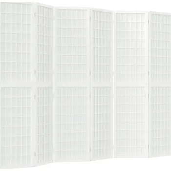 Paraván Skládací paraván shoji z masivního jedlového dřeva, bílý, 240x170 cm