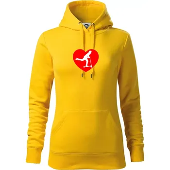Dámská mikina Koloběžka srdce - Mikina dámská Cape s kapucí - XS ( Žlutá )