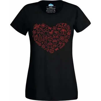 Dámské tričko Dámské tričko Vánoční Srdce (Velikost: M, Barva: Černá)