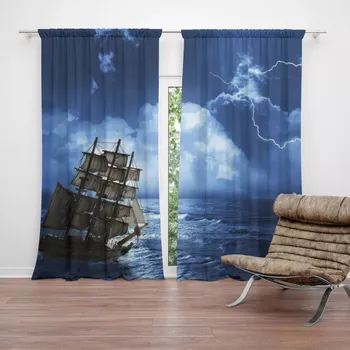 Závěs Sablio Závěs Loď v bouřce: 2ks 140x250cm