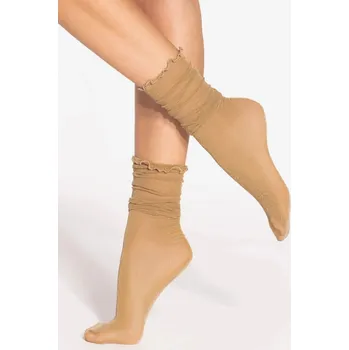 Dámské ponožky Ponožky se třpytivou nití- volný lem, visone-gold Univerzální i384_90348611