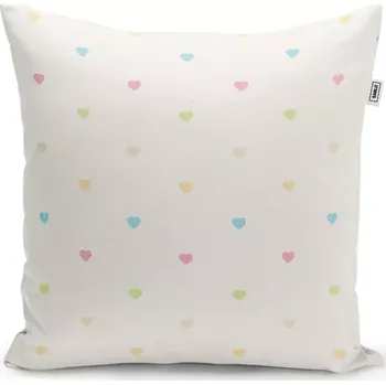 Polštář Sablio Polštář Barevná srdíčka na béžové - 50x50 cm