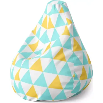 Sedací pytel Sablio Sedací vak Pear Dvoubarevné trojúhelníky - 140 x 100 x 25 cm