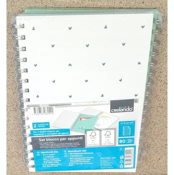 Blok Notes A5, linkovaný, 80 listů, dvojitá spirála, Crelando, se 3 integrovanými kapsami