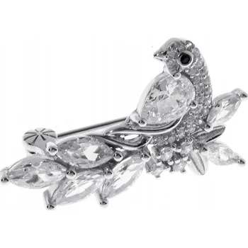 Brož Stříbrná Brož 925 Pták s bílými Zirkony