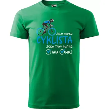 Pánské oblečení Sablio Tričko s potiskem Jsem super cyklista - zelené XL