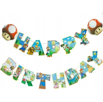 Papírová girlanda Happy Birthday Mario (1 ks)