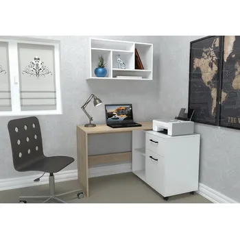 Psací stůl Pracovní stůl STAN dub sonoma/bílá s úložným kontejnerem 120x60 cm