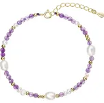 Pozlacený náramek s perlami a ametysty 13113.3