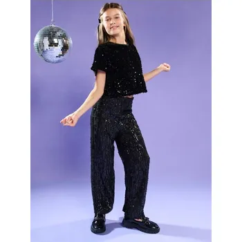 Dívčí oblečení Sinsay - Elegantní halenka s třpytivými flitry - černá - 342GG-99X - 342GG-99X-140