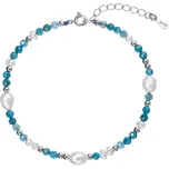 Stříbrný náramek s perlami a apatity 13113.3