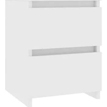 Noční stolek Noční stolek bílý z dřevěného materiálu 30x30x40 cm se 2 zásuvkami