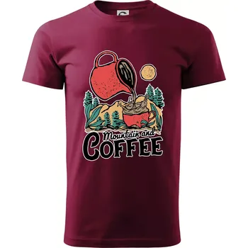 Mountain and Coffee - Klasické pánské triko vyšší gramáže - XS ( Garnet )