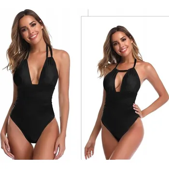 Dámské plavky PLAVKY MONOKINI ČERNÉ ČERNÁ XXL