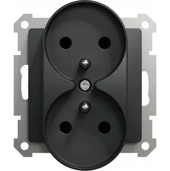 Elektrická zásuvka Schneider SEDNA Design Dvojitá zásuvka nástěnná s uzemněním černá