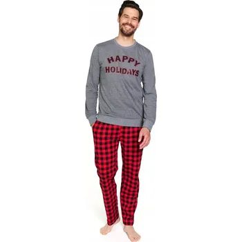 Pánské pyžamo Doctor Nap Pánské pyžamo PMB 7344 dark grey s dlouhým rukávem, velikost L