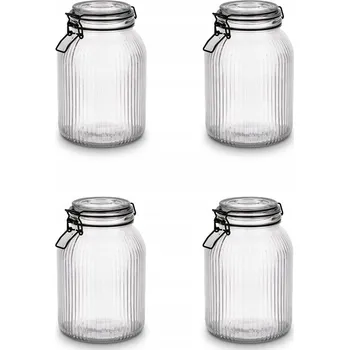 Sklenice 4x Skleněná zavařovací sklenice na potraviny, těstoviny, houby, sušenky 1,9 L S KLIPEM