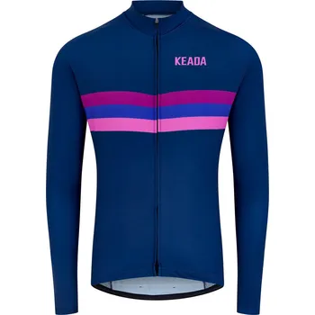 KEADA SPORTS Pánský cyklistický dres s dlouhým rukávem M FIALOVÁ|VÍCEBAREVNÁ