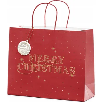 Obraz DÁRKOVÁ TAŠKA NA DÁRKY VESELÉ VÁNOCE ČERVENÁ