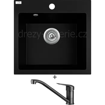 Granitový dřez Granitový dřez SET Laveo ALENA černá matná + Deante NEO BORO BMO N60M černá matná