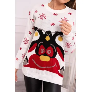 Dámský svetr Vánoční svetr se sobem ecru UNI