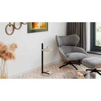 Toaletní stolek Pomocný stolek Claro kulatý průměr 30 cm - různé barvy na výběr - Dub Sonoma, Matná černá