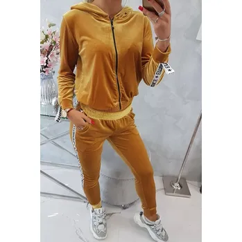 Velurová souprava s ozdobnými pruhy Kesi hořčicová 3468115