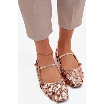 Dámské baleríny Baleríny s flitry v růžovém šampaňském odstínu Boto hnědá | krémová | růžová 3467830