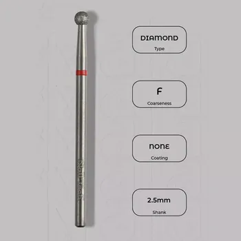 Bruska na nehty Diamantová fréza kulička Ø2.5 mm - jemná zrnitost