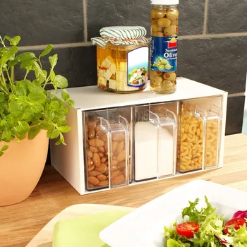 Dóza na potraviny Zásobník na potraviny, sada 3 ks bílá/transparentní