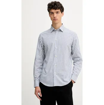 Pánská košile Bavlněná košile United Colors of Benetton pánská, modrá barva, regular, s klasickým límcem, 52MCUQ04A 55X, vel. L