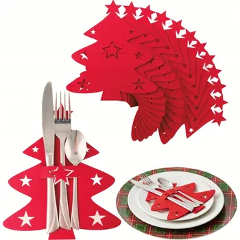 Vánoce Vánoční Pouzdro na příbory 12 Ks vánoční prostírání 2 v 1 vánoční plst