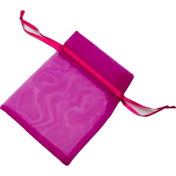 Dárková krabička Pro Háčkování Dárkový pytlík 9x11 cm organza tmavě růžová