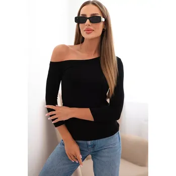 Dámská halenka Kesi Dámská blůza s odhaleným ramenem z viskózy s 3/4 rukávem černá Kesi černá | světle modrá 3467220