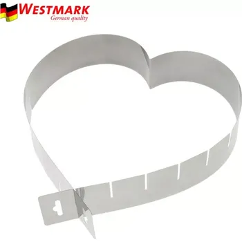Forma na pečení WESTMARK Nastaviteľná forma v tvare srdca s mierkou, 12-26 cm (Nastaviteľná forma v tvare srdca s mierkou 12-26 cm od renomovaného výrobcu kuchynských potrieb – nemeckej firmy Westmark)