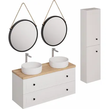 Koupelnový nábytek Naturel Koupelnová sestava s umyvadlem včetně umyvadlové baterie, vtoku a sifonu Naturel Forli bílá KSETFORLI5 KSETFORLI5