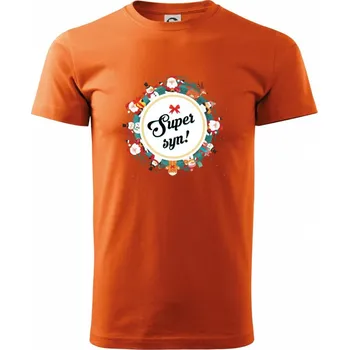 Pánské tričko Vánoce - Super syn - Klasické pánské triko vyšší gramáže - XS ( Oranžová )
