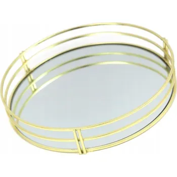 Zlatý zrcadlový tác kovový 30 cm kulatý GLAMOUR
