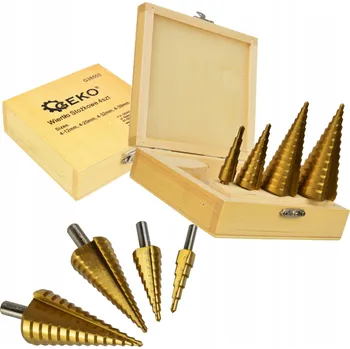 Vrták Geko SADA VRTÁKŮ 4KS STUPŇOVITÉ KUŽELOVÉ VRTÁKY HSS