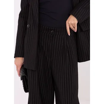 Dámské kalhoty Černé pruhované kalhoty RUE PARIS černá 3468693