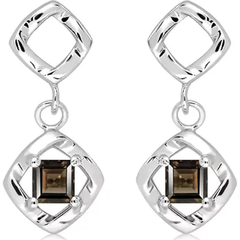 Náušnice Womb Smoky Quartz - stříbrné náušnice s quartzem