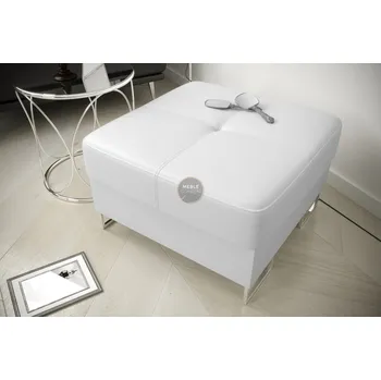 Taburet Taburet s uložným prostorem GALAXY 70 x 70 cm přírodní kůže - bílá kůže