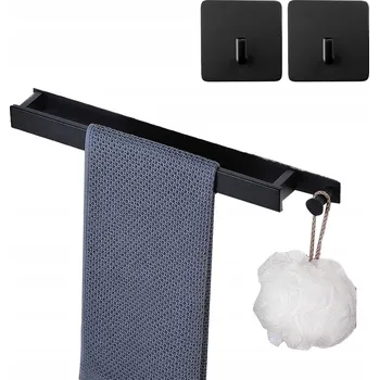 Držák na ručník DRŽÁK WIESZAK NA RĘCZNIKI DO KOUPELNY 40 CM S HÁKEM NA ZEĎ NEREZOVÁ OCEL