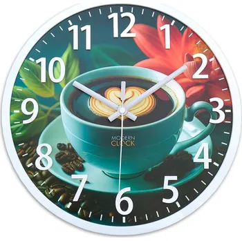 Hodiny Nástěnné hodiny - šálek kávy - do kuchyně - Tiché - s potiskem - 30 cm