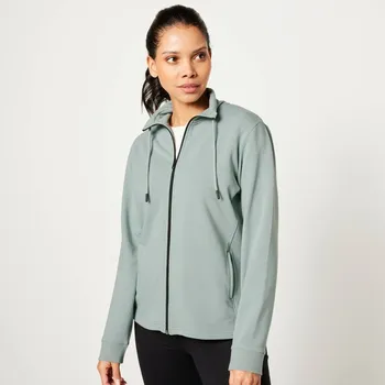 Dámská móda Moltonová mikina na zip, se stojáčkem zelená mořská 54